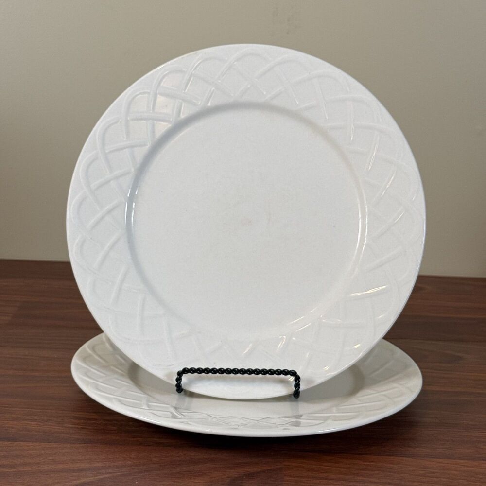 Set of 4 Oneida PICNIC WHITE Dinner Plate 10 1/2 Inch